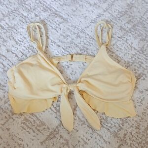 Yellow Tie-Front Ruffle Top
